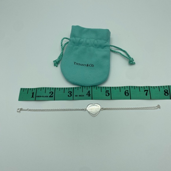 Please Return to Tiffany & Co. Heart Tag Charm Double Chain Bracelet SS 925 - Picture 10 of 13